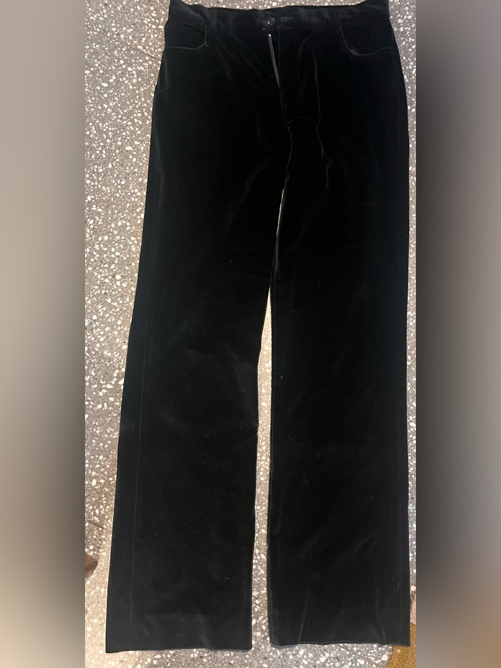 Ralph Lauren Purple Collection Black Velvet Wide Leg Trousers